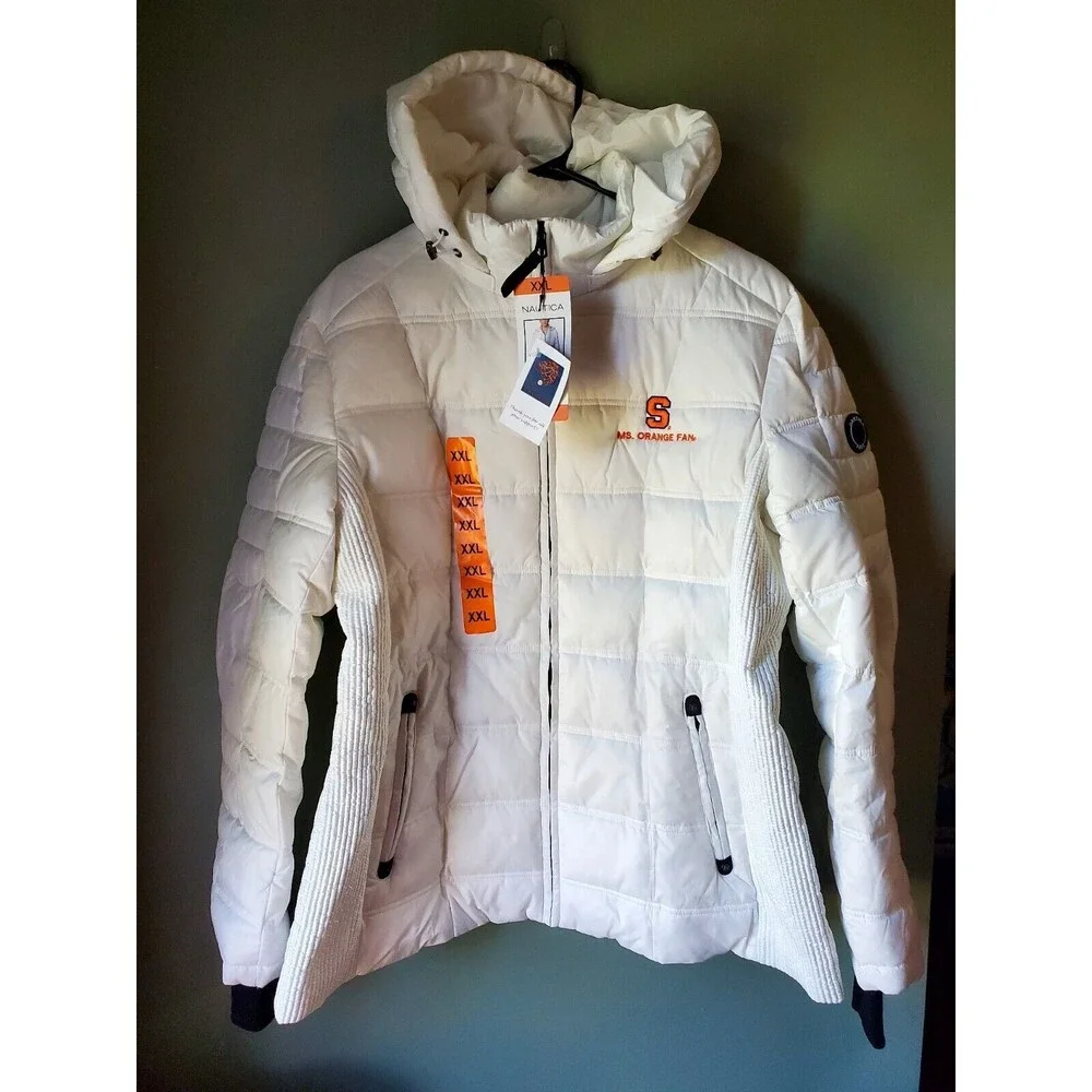 Nautica Syracuse University Women's XXL Water Resistant Puffer Zip Jacket Hood - Picture 1 of 16